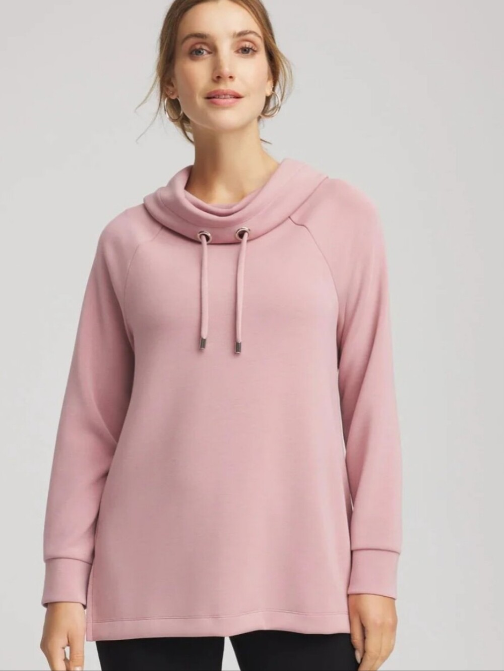 NWT Chico's Zenergy Soft Scuba Cowl Neck Tunic Size 3 (XL) Dusty Rose